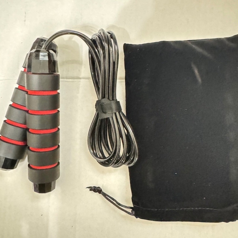 Renoj‎ Jump Rope JR1 Adjustable Speed Fitness Rope Black Red with Carrying Bag